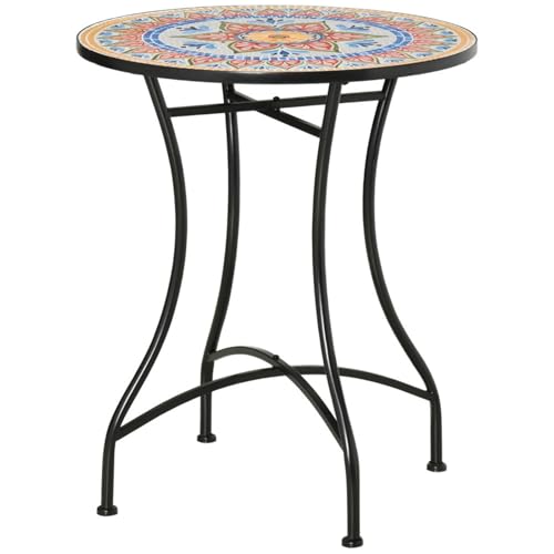 AONEGOLD Gartentisch Mosaiktisch rund Bistrotisch Beistelltisch mit Mosaikplatte Keramik Metall Rot+Blau+Weiß Ø60 cm AONEGOLD Gartentisch Mosaiktisch rund Bistrotisch Beistelltisch mit Mosaikplatte Keramik Metall Rot+Blau+Weiß Ø60 cm von AONEGOLD