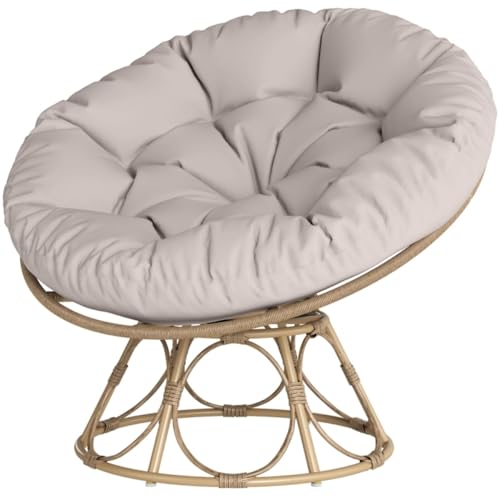 AONEGOLD Papasansessel Rattan 360° drehbar Korbsessel mit Sitzkissen Durchmesser 120 cm runder Outdoor Rattansessel Drehsessel Loungesessel Liegesessel für Wohnzimmer Garten Balkon Hellgrau AONEGOLD Papasansessel Rattan 360° drehbar Korbsessel mit Sitzkissen Durchmesser 120 cm runder Outdoor Rattansessel Drehsessel Loungesessel Liegesessel für Wohnzimmer Garten Balkon Hellgrau von AONEGOLD