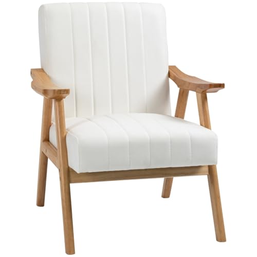 AONEGOLD Polstersessel Loungesessel in Samtoptik mit Armlehnen, Skandi-Design, Creme, 68x74x82cm von AONEGOLD
