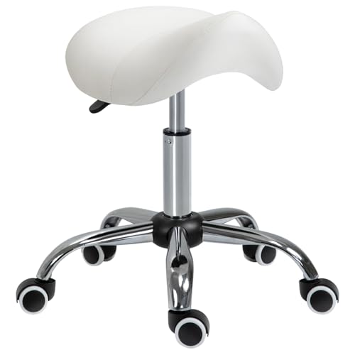 AONEGOLD Rollhocker Drehhocker höhenverstellbar Sattelhocker gepolstert in Weiß für Büro & Zuhause AONEGOLD Rollhocker Drehhocker höhenverstellbar Sattelhocker gepolstert in Weiß für Büro & Zuhause von AONEGOLD