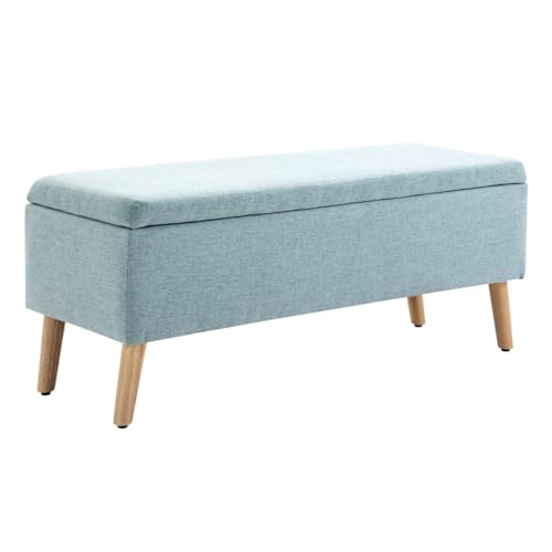 AONEGOLD Sitzbank Hellgrün Polsterbank mit Stauraum 110x39x45cm aus leinenartigem Polyester und Gummiholz im skandinavischen Design von AONEGOLD