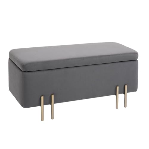 AONEGOLD Sitzbank Polsterbank mit Stauraum Truhenbank Dunkelgrau Stoff Metall Gummiholz 100x40x42cm für Flur Wohnzimmer von AONEGOLD