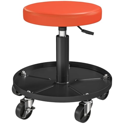 AONEGOLD Werkstatthocker mit Rollen Ablagefläche höhenverstellbar 38-50cm Rollhocker bis 135 kg belastbar drehbar Arbeitshocker Rollsitz Drehhocker Ø38 cm Werkstattsitz für Werkstatt Orange AONEGOLD Werkstatthocker mit Rollen Ablagefläche höhenverstellbar 38-50cm Rollhocker bis 135 kg belastbar drehbar Arbeitshocker Rollsitz Drehhocker Ø38 cm Werkstattsitz für Werkstatt Orange von AONEGOLD