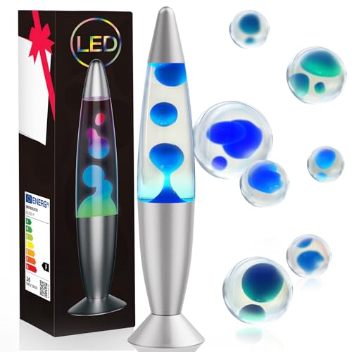 AONESY LED Lavalampen 34cm Farbwechselnde Lavalampe Kinder Weiße Flüssigkei Blau Wachs Lavalampe Led für Heimdekoration Schönes Licht AONESY LED Lavalampen 34cm Farbwechselnde Lavalampe Kinder Weiße Flüssigkei Blau Wachs Lavalampe Led für Heimdekoration Schönes Licht von AONESY