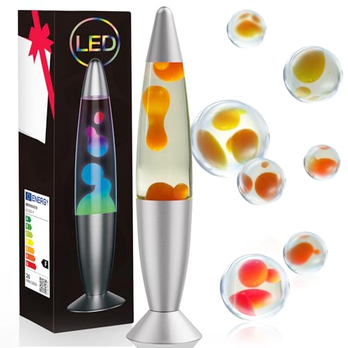 AONESY LED Lavalampen 34cm Farbwechselnde Lavalampe Kinder Weiße Flüssigkei Orange Wachs Lavalampe Led für Heimdekoration Schönes Licht AONESY LED Lavalampen 34cm Farbwechselnde Lavalampe Kinder Weiße Flüssigkei Orange Wachs Lavalampe Led für Heimdekoration Schönes Licht von AONESY