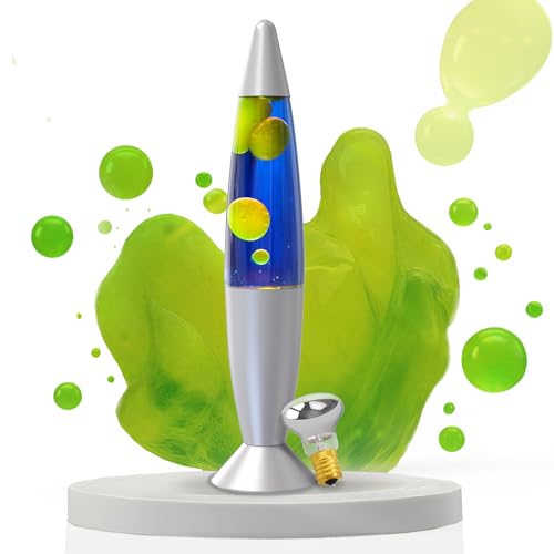 AONESY Lavalampe 34cm Dunkelblaues Flüssigkeit & Gelbes Wachs Lavalampe Kinder Nachtlicht Buntes Licht Lampe Geschenk für Weihnachten Geburtstag von AONESY