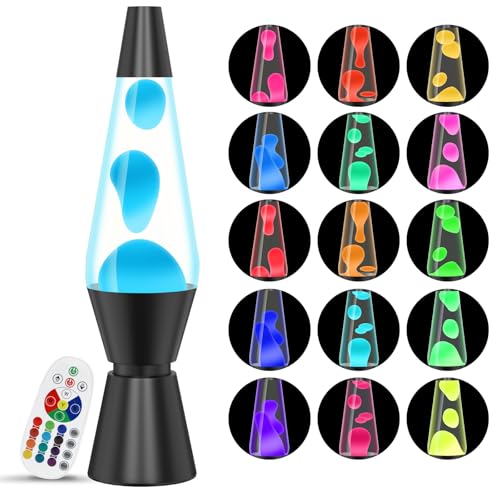 AONESY Lavalampe Led Lavalampe mit Fernbedienung 37cm Lavalampen Weißes Wasser Weißes Wachs Lavalampe Nachtlicht Geschenk für Weihnachten Geburtstag Valentinstag von AONESY