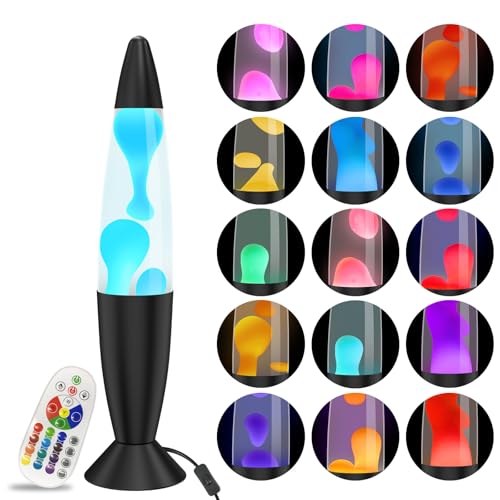 AONESY Lavalampe Led Lavalampe mit Fernbedienung 17 Farben ändern sich Lavalampen Weißes Wasser Weißes Wachs Lavalampe Nachtlicht Geschenk für Weihnachten Geburtstag Valentinstag von AONESY