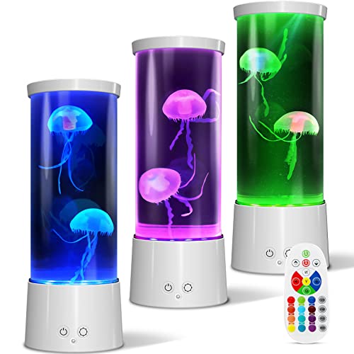 AONESY Quallen Lampe Lavalampe Groß Aquarium Stimmungslicht mit 17 Farbwechselnden LED Fantasy Stimmungs Lampe Quallen, USB Desktop Dekoration für Weihnachts mit Fernbedienung, Weiß von AONESY