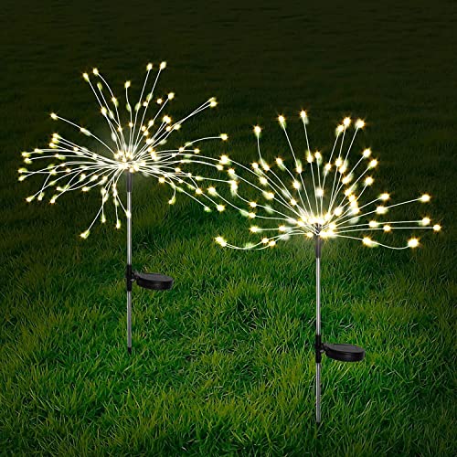 AONESY Solarlampen für Außen Garten, 2 Stück 240 Leds Wasserdicht Feuerwerk Solar Leuchte, Solarleuchten Pusteblume Deko für Garten, Terrasse, Hof, Bäume, Party, Festival, Hochzeit（Warmweiß） von AONESY