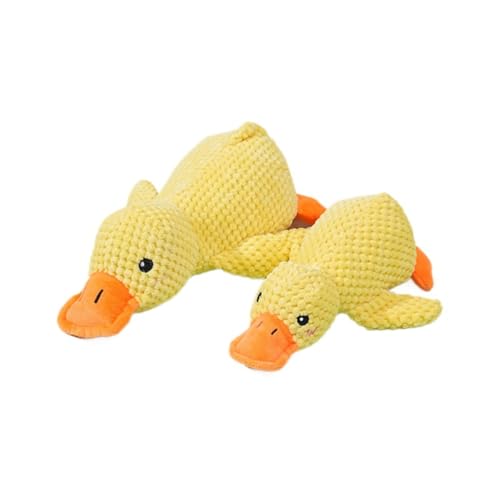AONETIGER Antistress Ente Hund quietschendes Hundespielzeug Plüsch Kauspielzeug Interaktives Spielzeug für kleine und mittelgroße Hunde (L) von AONETIGER
