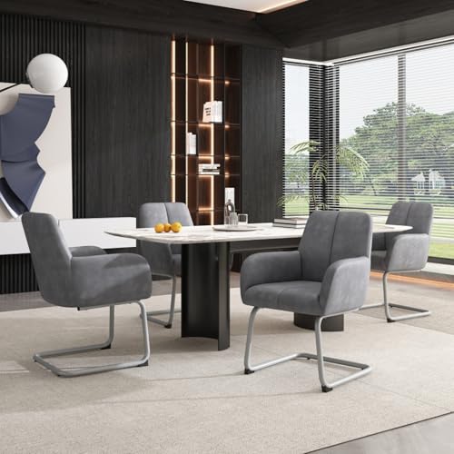 AONETIGER Esszimmerstuhl, 4er Set, Sessel, moderner, minimalistischer Freizeitstuhl, Wohnzimmer-Schlafzimmerstuhl mit gewölbten Stahlfüßen, grau[Old SKU:310649AAG-4] von AONETIGER