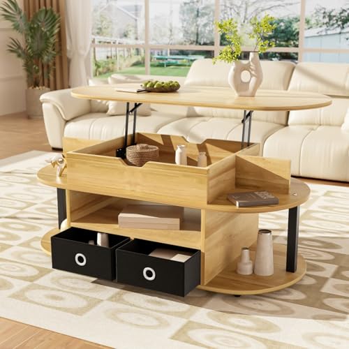AONETIGER Moderner Couchtisch aus Holzmaserung, mit Hebefunktion, Stauraum und schwarzen Stoffschubladen – Vielseitig, stilvoll und praktisch für Wohnzimmer und Büro AONETIGER Moderner Couchtisch aus Holzmaserung, mit Hebefunktion, Stauraum und schwarzen Stoffschubladen – Vielseitig, stilvoll und praktisch für Wohnzimmer und Büro von AONETIGER