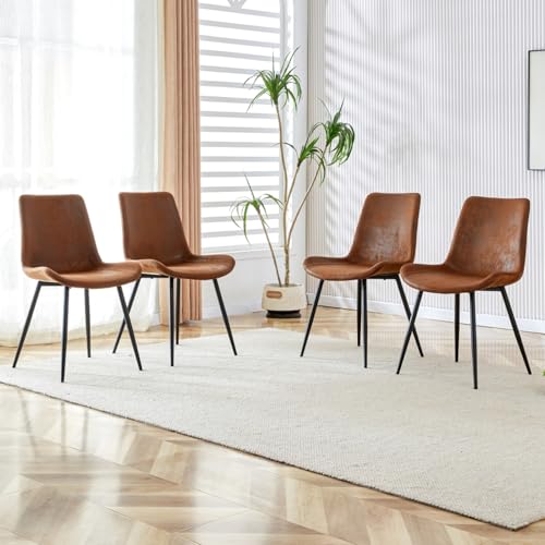 AONETIGER Nordischer Stil Tech Stoffstuhl (Vier Sätze) - schwarzes Metall Stützstuhl Beine, rutschfeste Fuß Design, erweiterte Sitzpolster bieten eine weiche Umarmung Sitz, einfache Vielseitigkeit. von AONETIGER