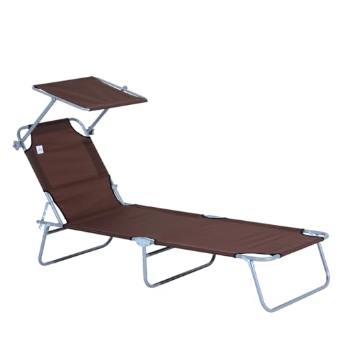 AONETIGER Outsunny Sonnenliege Gartenliege klappbar mit Sonnenschutz Braun 187x58x36 cm für Terrasse & Balkon AONETIGER Outsunny Sonnenliege Gartenliege klappbar mit Sonnenschutz Braun 187x58x36 cm für Terrasse & Balkon von AONETIGER