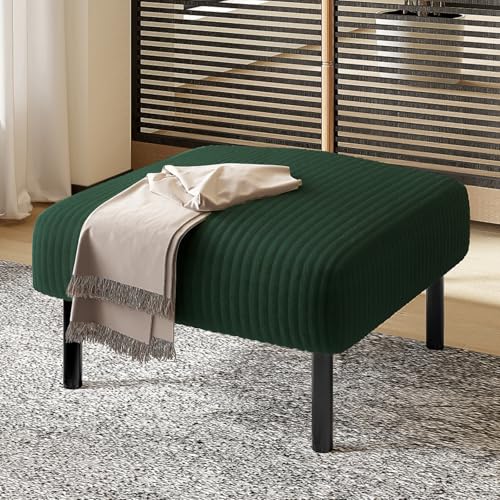 AONETIGER Premium Cord-Stoff Hocker mit Metallgestell Superweicher Veloursbezug für ultimativen Komfort Vielseitig als Fußbank, Sitzhocker oder Beistelltisch nutzbar (Emerald + Cord + Foam+1 Seat) von AONETIGER