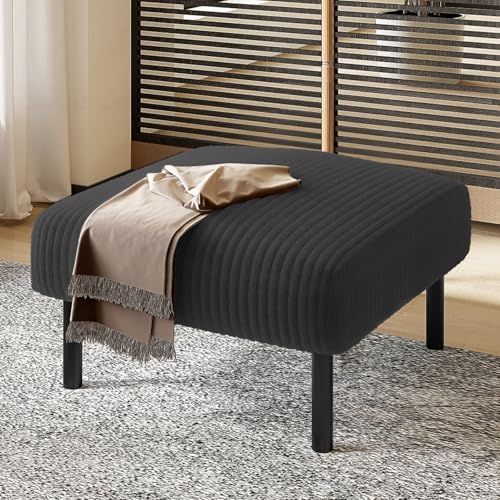 AONETIGER Premium Cord-Stoff Hocker mit Metallgestell Superweicher Veloursbezug für ultimativen Komfort Vielseitig als Fußbank, Sitzhocker oder Beistelltisch nutzbar (Gray + Cord + Foam+1 Seat) von AONETIGER