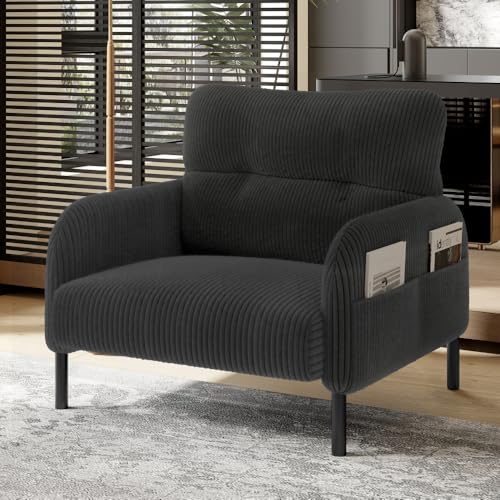 AONETIGER Premium Cord-Stoff Hocker mit Metallgestell Superweicher Veloursbezug für ultimativen Komfort Vielseitig als Fußbank, Sitzhocker oder Beistelltisch nutzbar (Gray + Cord + Foam + 1 Seat) von AONETIGER