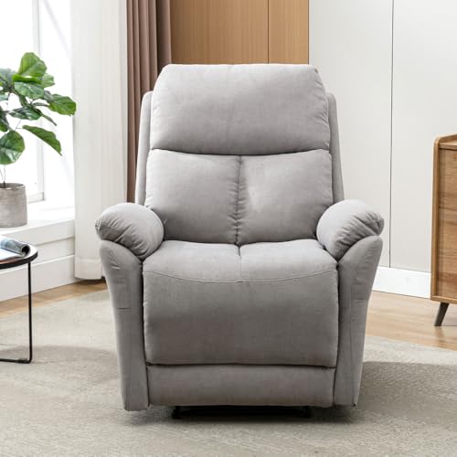 AONETIGER Relaxsessel & -liegen Einzelsessel Fernsehsessel Ausziehließer Liegestuhl PU Leder Sessel Liege Sofa Akzent Stuhl Handbuch Liege mit PU-Leder mit Fußstütze (Gray + Fabric,Gray + Fabric) von AONETIGER