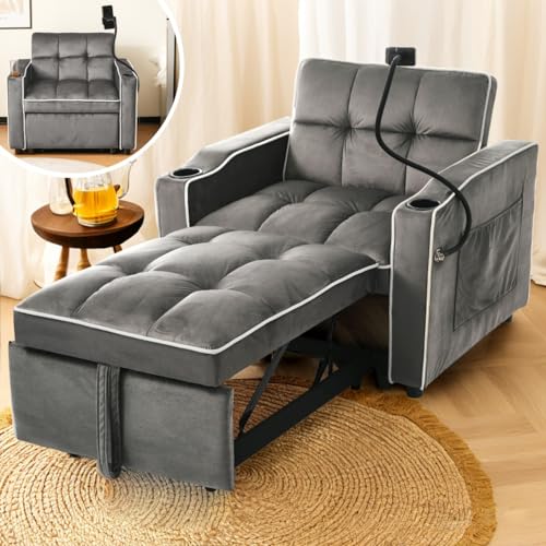 AONETIGER Schaukelstühle, Freizeitstühle, Schaukelstühle vorne und hinten mit Spleißen, Wohnzimmerstühle, Freizeitstühle mit Fußstütze (Antique Dark Grey + Foam) von AONETIGER