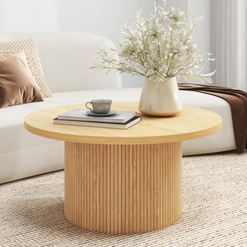 AONETIGER Solid Wood Round Coffee Table (35.43" Natural) von AONETIGER