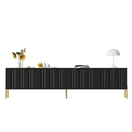 AONETIGER TV-Schrank Hochglanz-TV-Schrank, farblich passend zu Schwarz und Weiß, mit farbwechselnder LED-Beleuchtung. (Black MDF Particle Board 50-59 inch) von AONETIGER