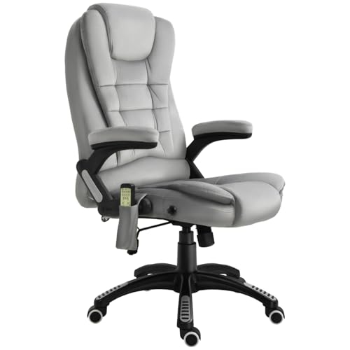 AONETIGER Vinsetto Massage Bürostuhl ergonomisch höhenverstellbar mit PU-Rädern in Grau für Komfortables Arbeiten und Entspannung von AONETIGER