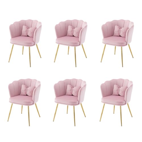 AONETIGER Wohnzimmersessel aus Samt, Badewannenstuhl, bequemer, vergoldeten Metallbeinen und Schmetterlingskissen für Schlafzimmer/Esszim (Pink + Velvet-3) von AONETIGER