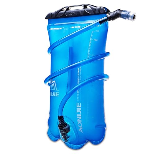 AONIJIE 1.5L/2L/3L Faltbares TPU Wasserbeutel Trinkblase Trinkbeutel mit Schlauch und Mundstück für Marathon Running Wandern (1.5L) von AONIJIE