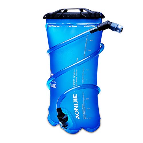 AONIJIE 1.5L/2L/3L Faltbares TPU Wasserbeutel Trinkblase Trinkbeutel mit Schlauch und Mundstück für Marathon Running Wandern (2L) von AONIJIE