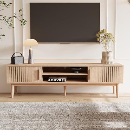 AONYAYBM Skandinavischer TV-Schrank, Kommode mit 5 Beinen aus Massivholz, TV-Schrank aus Holz, mit Schränken und Regalen, für Wohnzimmer, Schlafzimmer (Holzoptik, 150 x 40 x 48 cm) von AONYAYBM