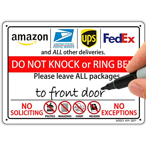 Do Not Knock or Ring Bell, Please Leave All Packages to Somewhere, Lieferschild – Metall Aluminium rostfrei – 17,8 x 24,9 cm vorgebohrte Löcher, witterungsbeständig von AOOCY
