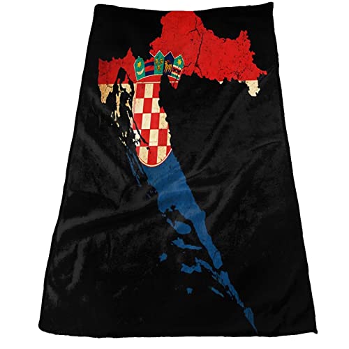AOOEDM Handtuch 12 x 27,5 Zoll Kroatien Karte Umriss Flagge Handtücher Weiche Handtücher Kletterhandtücher von AOOEDM