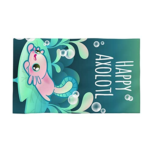 AOOEDM Happy Axolotl Handtuch 16 x 27,5 Zoll Baumwolle Handtücher weich personalisierte Muster Waschlappen für Badezimmer/Strand/Küche/Fitnessstudio/Camping/Reisen von AOOEDM