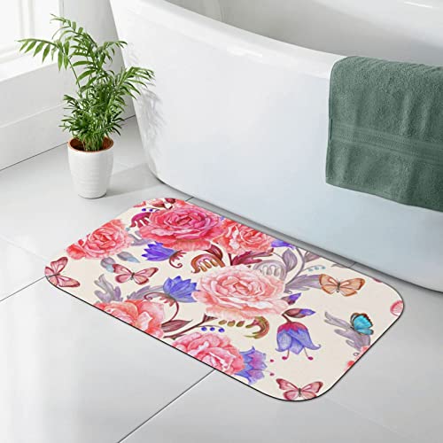 AOOEDM Kieselgur-Matte mit Blumen-, Rosen- und Schmetterlingsdruck, Kieselgur-Duschmatte, schnell trocknende, rutschfeste Badematte, 19,7 x 31,5 Zoll AOOEDM Kieselgur-Matte mit Blumen-, Rosen- und Schmetterlingsdruck, Kieselgur-Duschmatte, schnell trocknende, rutschfeste Badematte, 19,7 x 31,5 Zoll von AOOEDM