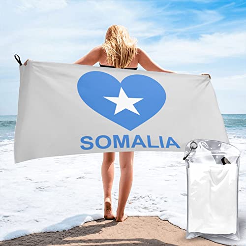 AOOEDM Love Somalia Strandtücher für Erwachsene, Badetuch, Pooltücher, Urlaubsreise, schnell trocknendes Handtuch, 31,5 x 63 Zoll von AOOEDM
