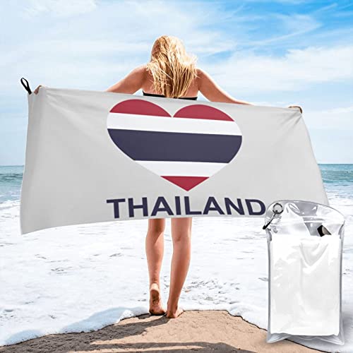 AOOEDM Love Thailand Strandtücher für Erwachsene, Badetuch, Pooltücher, Urlaubsreise, schnell trocknendes Handtuch, 31,5 x 63 Zoll von AOOEDM