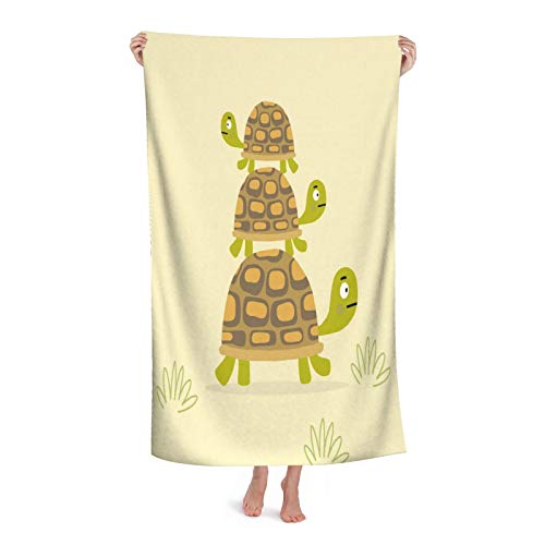 AOOEDM Lustige Schildkröte Badetücher Cartoon Wildlife Zeichnung Grün Braun Beige Männer Frauen Saugfähig Schnelltrocknend Übergroßes Badetuch für Pool Badezimmer Reisen Sport Hotel von AOOEDM