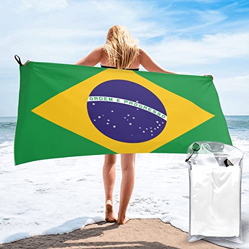 AOOEDM Mikrofaser-Strandtuch mit Brasilien-Flagge, schnell trocknend, übergroße Handtücher, Decke für Reisen, Pool, Camping von AOOEDM