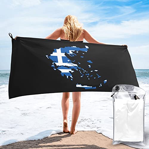 AOOEDM Mikrofaser-Strandtuch mit griechischer Flagge, schnell trocknend, übergroße Handtücher, Decke für Reisen, Pool, Camping von AOOEDM