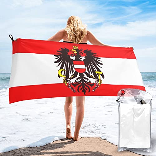 AOOEDM Mikrofaser-Strandtuch mit österreichischer Flagge, schnell trocknend, übergroße Handtücher, Decke für Reisen, Pool, Camping von AOOEDM