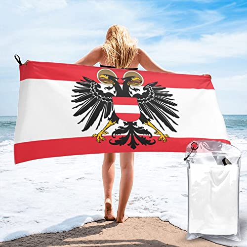 AOOEDM Mikrofaser-Strandtuch mit österreichischer Flagge, schnell trocknend, übergroße Handtücher, Decke für Reisen, Pool, Camping von AOOEDM