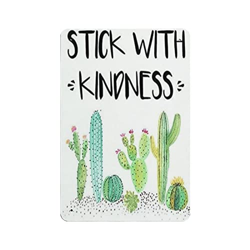 AOOEDM Stick with Kindness Cactus Vintage Metal Tin Sign for Home Coffee Shop Office Wall Art Metal Poster Garage Decor Man Cave Sign Inspirational Quote Wall Decor von AOOEDM