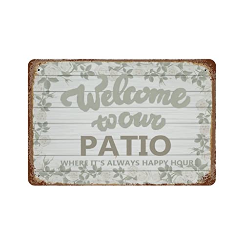 Welcome To Our Patio Metal Sign for Home Coffee Garage Wall Decor Vintage Poster Bar Signs for Home Bar Retro Metal Tin Sign von AOOEDM