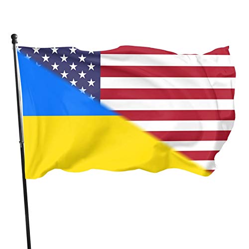Amerikanische Flagge und ukrainische Flagge Flagge 3 x 5 Fuß Banner Flagge Outdoor Indoor Dekoratives Gartenhaus von AOOEDM