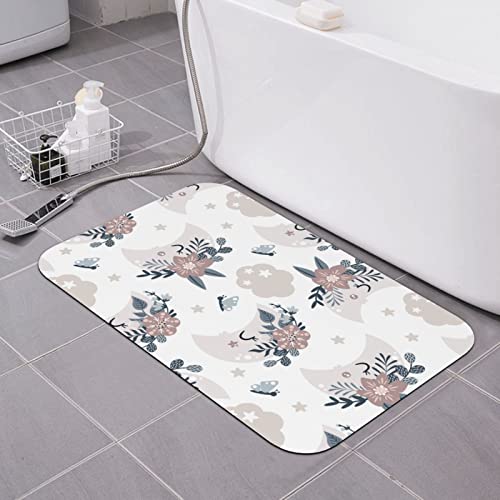 Badematte mit Blumen und Mond, Kieselgur, super saugfähig, schnell trocknend, Badezimmerteppiche, Gummi-Badezimmermatten, rutschfest, waschbar, Badematten für Badezimmer, Badewanne, Toilette (40,6 x Badematte mit Blumen und Mond, Kieselgur, super saugfähig, schnell trocknend, Badezimmerteppiche, Gummi-Badezimmermatten, rutschfest, waschbar, Badematten für Badezimmer, Badewanne, Toilette (40,6 x von AOOEDM