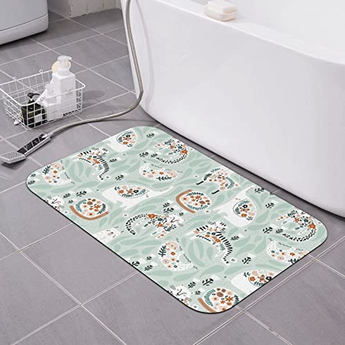 Badematte mit niedlichem Blumen-Elefant-Lama-Faultier, Kieselgur, super saugfähig, schnell trocknend, Badezimmerteppiche, Gummi-Badezimmermatten, rutschfest, waschbar, Badematten für Badezimmer, Bade Badematte mit niedlichem Blumen-Elefant-Lama-Faultier, Kieselgur, super saugfähig, schnell trocknend, Badezimmerteppiche, Gummi-Badezimmermatten, rutschfest, waschbar, Badematten für Badezimmer, Bade von AOOEDM