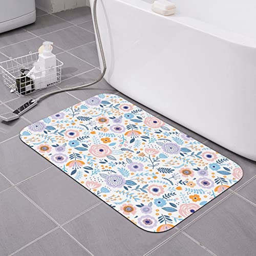 Bunte Blumen, Kieselgur-Badematte, super saugfähig, schnell trocknend, Badezimmerteppiche, Gummi-Fußmatte, Badezimmermatten, rutschfest, waschbar, WC-Vorleger, Badematten für Badezimmer, Badewanne, 4 Bunte Blumen, Kieselgur-Badematte, super saugfähig, schnell trocknend, Badezimmerteppiche, Gummi-Fußmatte, Badezimmermatten, rutschfest, waschbar, WC-Vorleger, Badematten für Badezimmer, Badewanne, 4 von AOOEDM