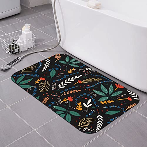 Bunte Blumen-Kieselgur-Badematte, super saugfähig, schnell trocknend, Badezimmerteppiche, Gummi-Badezimmermatten, rutschfest, waschbar, Badematten für Badezimmer, Badewanne, Toilette (40,6 x 61 cm) von AOOEDM