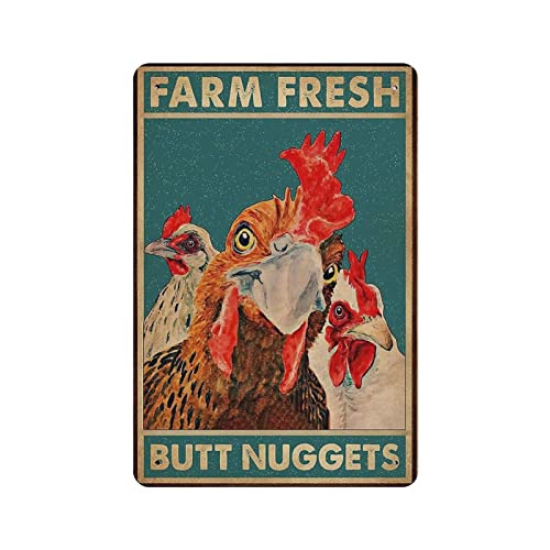 Chicken Coop Farm Fresh Butt Nuggets Metallschilder für Garage Man Cave Bar Küche Kaffee Blechschild nostalgische Wanddekoration Schilder Vintage Retro Poster von AOOEDM